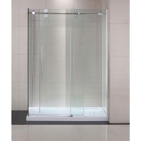 Schon Lindsay 60 in. x 79 in. Semi-Framed Shower Enclosure with Sliding Glass Shower Door in Chrome and Clear Glass