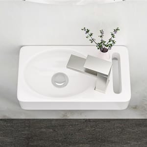 4.56 in. Ceramic Wall-Mounted Rectangular Bathroom Sink in White