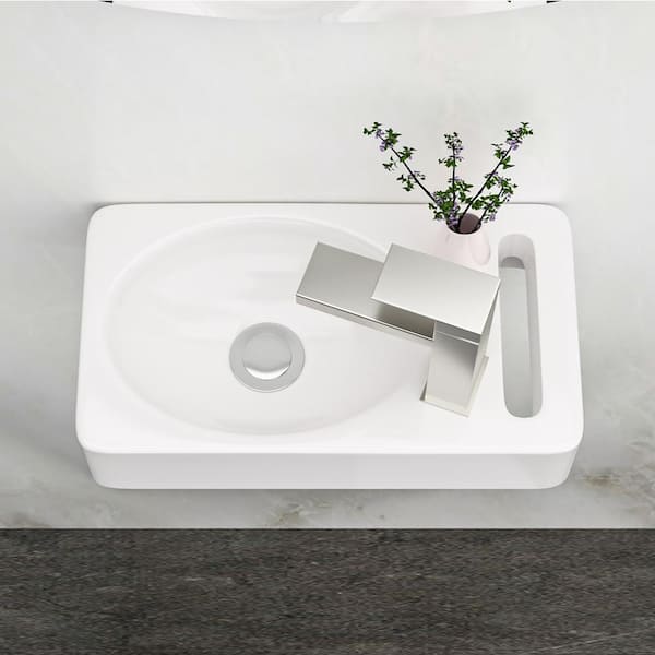 Staykiwi 4.56 in. Ceramic Wall-Mounted Rectangular Bathroom Sink in White