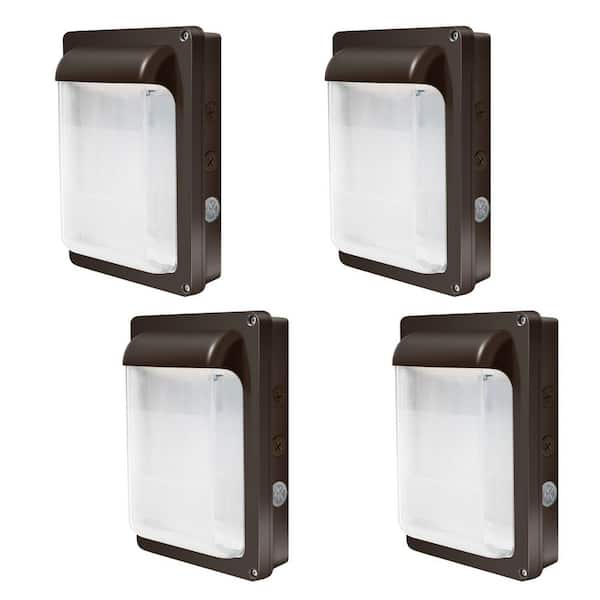 New Sight Lighting 4-Pack Contractor Select 200-Watt Equivalent Up to 6750 Lumens Dusk To Dawn Bronze Integrated LED Wall Pack Light