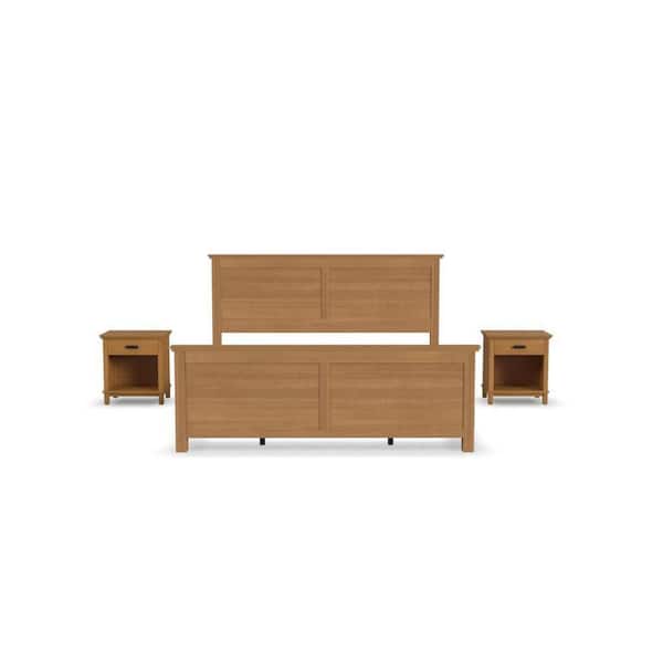 HOMESTYLES Oak Park 3-Piece Oak King Bedroom Set