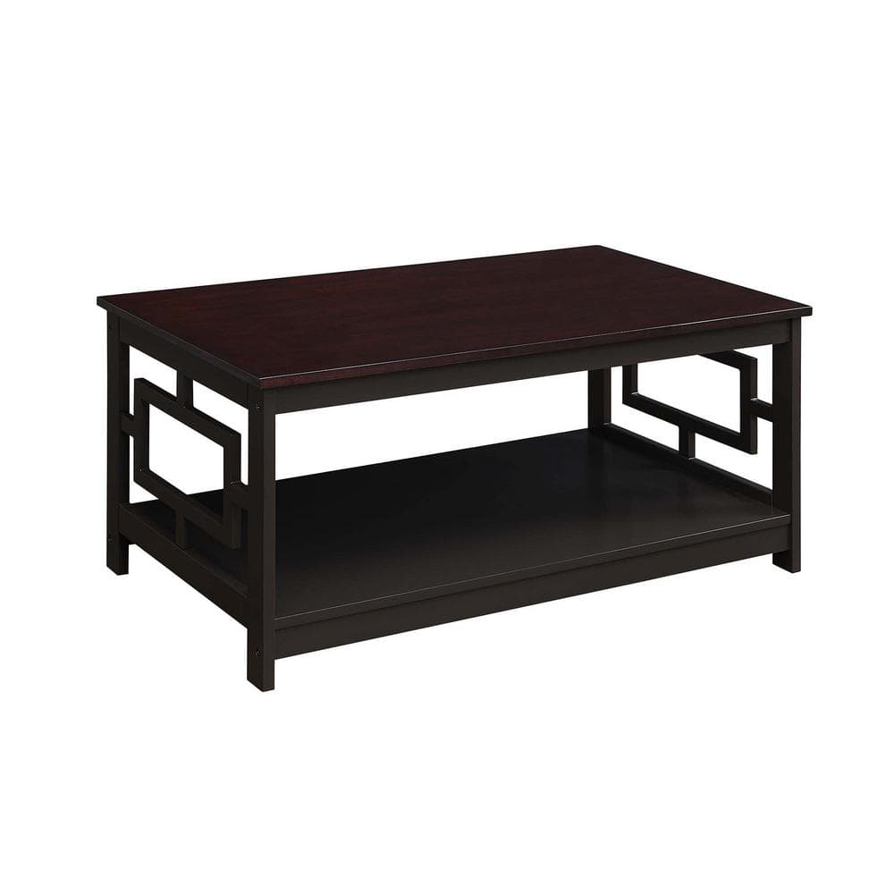 Espresso Square Wooden Coffee Table with Open Shelf