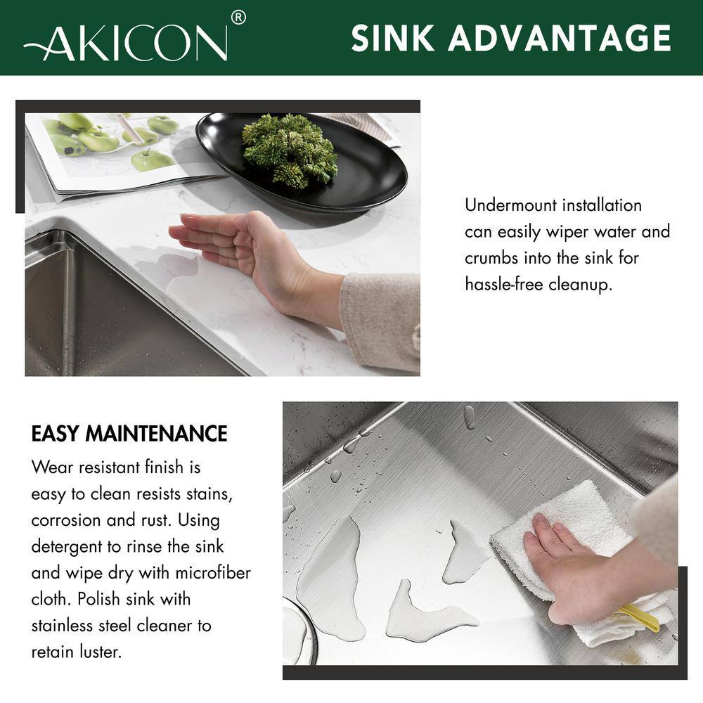 304 Stainless Steel 32 in. Single Bowl Undermount Workstation Kitchen Sink with Grid Board Colander Drying Rack