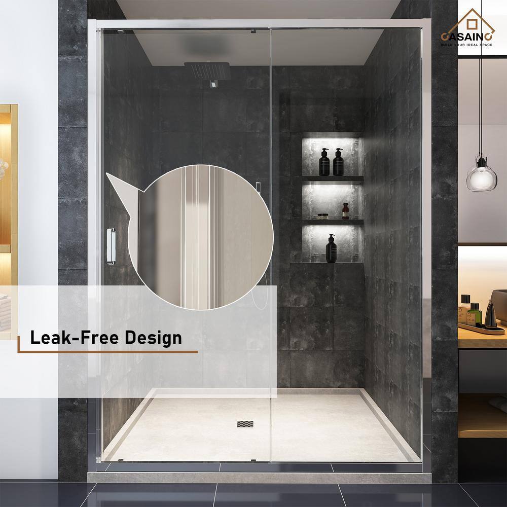 60" x 72" Chrome Framed Single Sliding Shower Door
