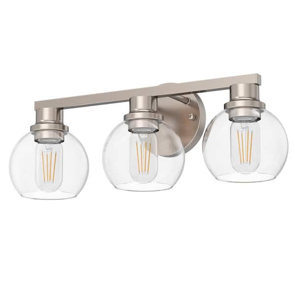 YANSUN 19 in. 3-Light Brushed Nickel Bathroom Vanity Light, LED ...