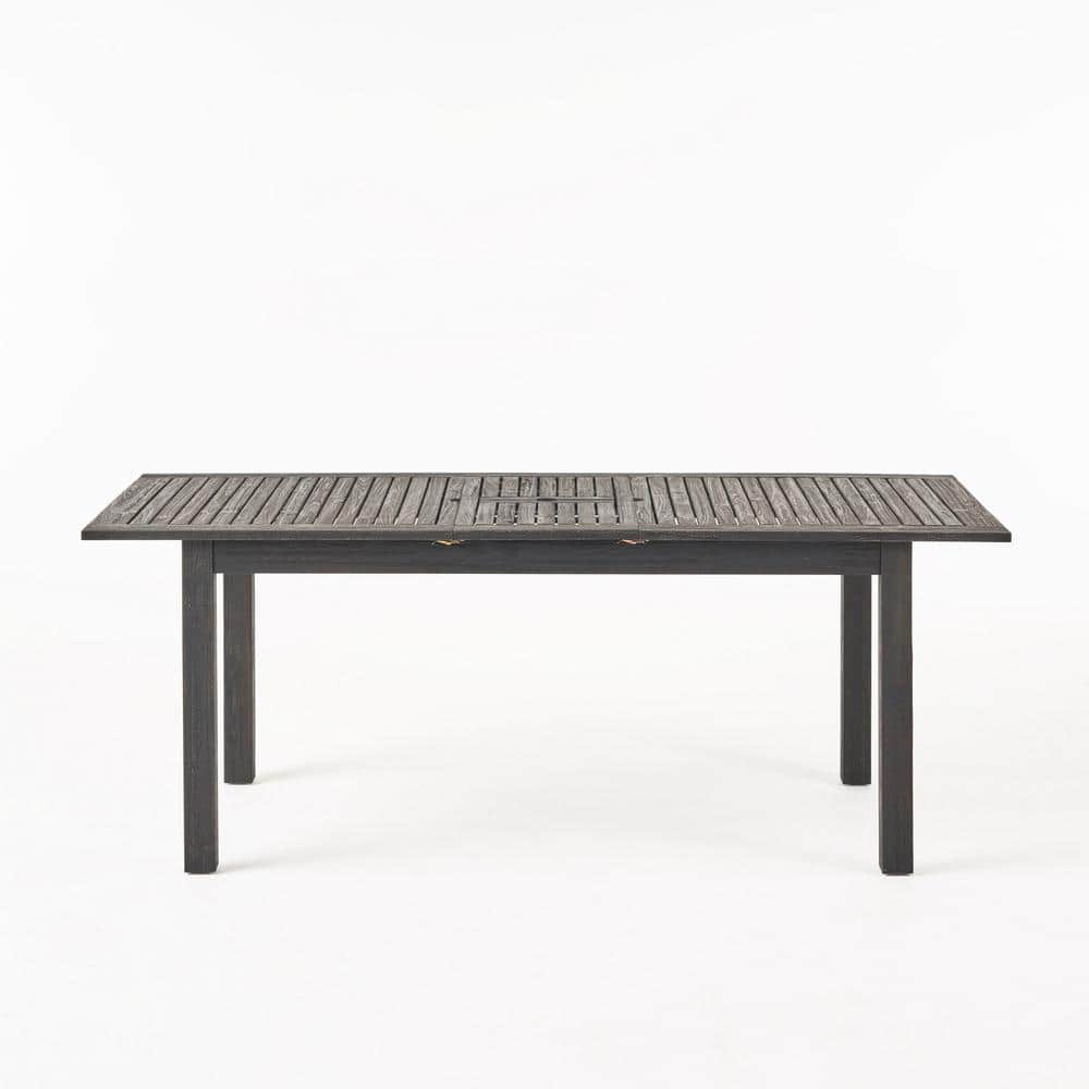 Outdoor Wooden Rectangular Dining Table, Expandable and Retractable for Garden Patio Backyard Dark Grey price history on PriceWatchPro