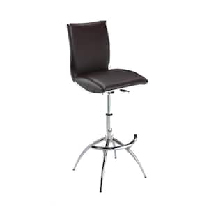 30.5 in. Brown and Chrome Low Back Metal Frame Bar Stool with Faux Leather Seat(Set of 2)