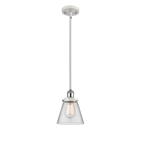 Innovations Cone 1-Light White and Polished Chrome Cone Pendant Light with Clear Glass Shade