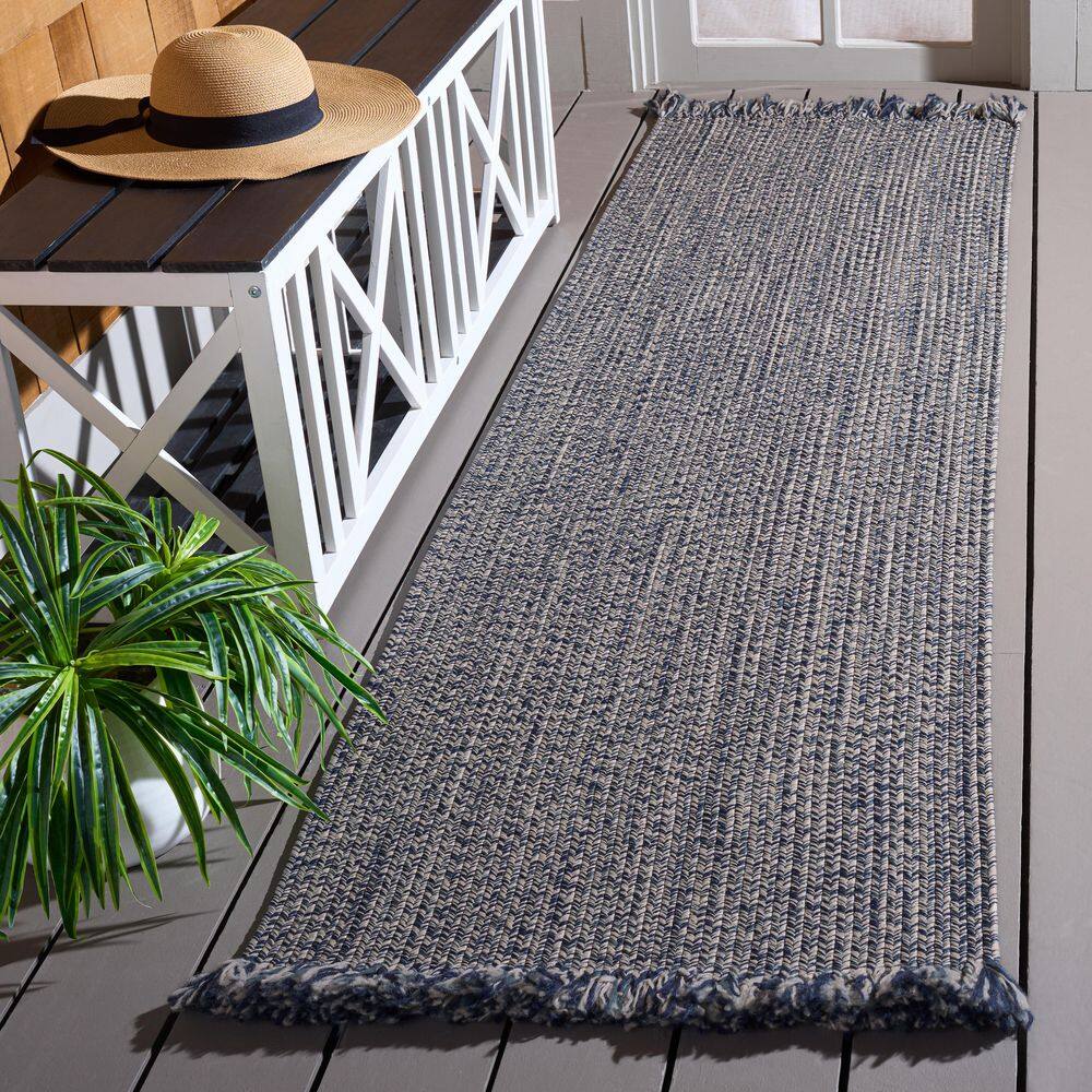 Braided 2 ft. x 8 ft. Navy Distressed Solid Color Washable Runner Rug price history on PriceWatchPro