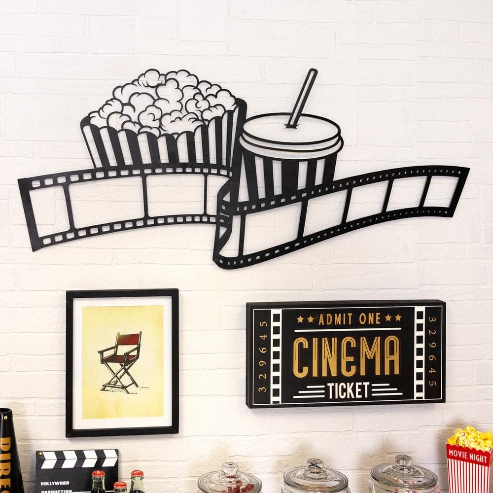 5 Pieces Movie Theater Decor Home Movie Theater Room Decor Cinema and  Popcorn Wall Art Metal