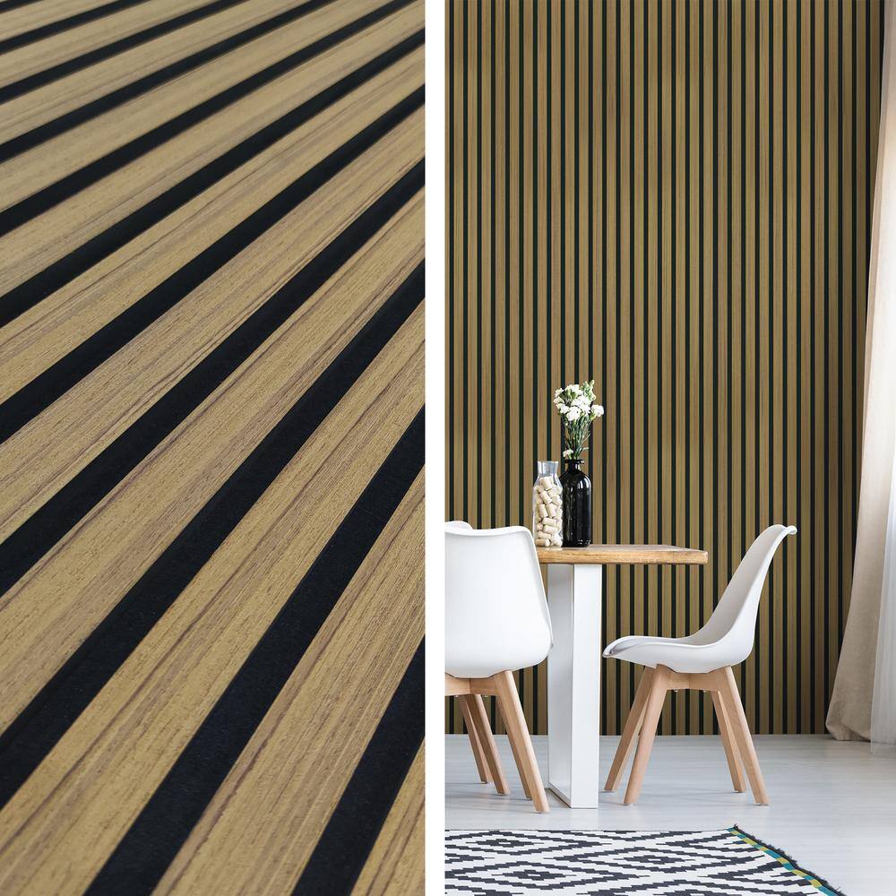 Teak 94.5'' x 23.6'' 3D Acoustic Wood Slat Wall Paneling