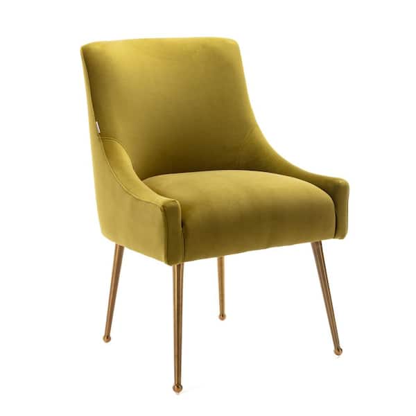 sumyeg Modern Green Velvet Accent Chair Leisure Side Chair with Gold Chromed Legs