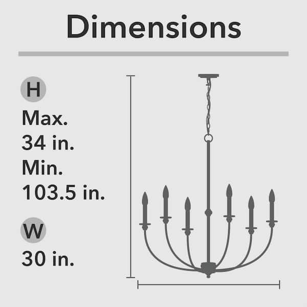 Hunter - Southcrest 6 Light Luxe Gold Candle Chandelier for Dining Room with No Bulbs Included