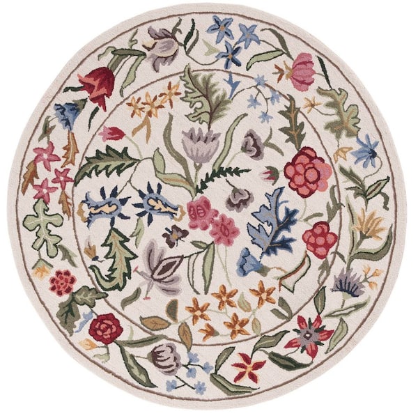 Chelsea 6 ft. x 6 ft. Ivory/Green Floral Round Rug