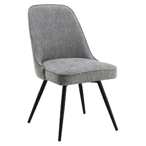 Martel Swivel Chair in Charcoal Herringbone with Black Legs