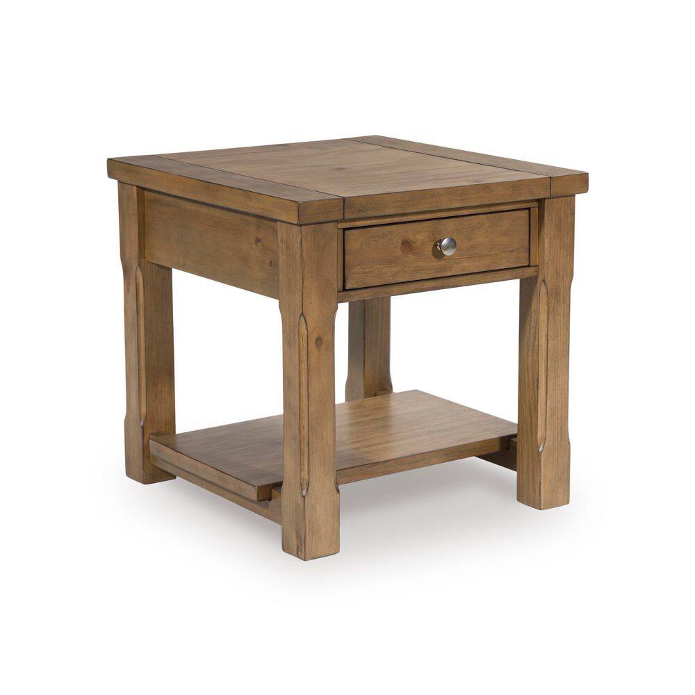 Vandenmore 24 in. Light Brown Rectangle MDF End Table with Shelves - thumbnail 2