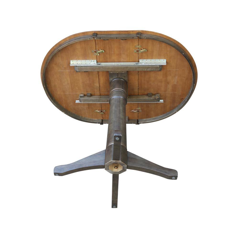 50.8" Round Extendable Wood Counter Height Table in Hickory