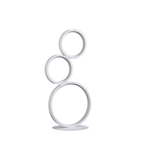 17 in. White Table Lamp 3-Ring Shaped Minimalist LED