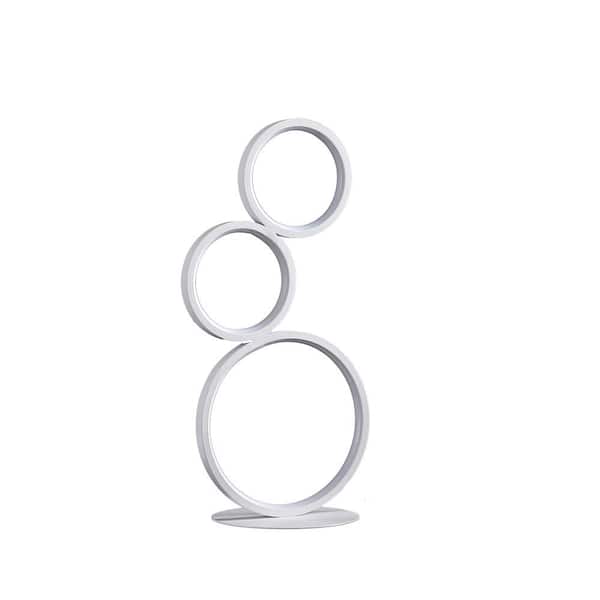 ORE International 17 in. White Table Lamp 3-Ring Shaped Minimalist LED