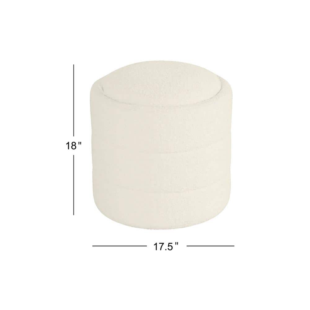 Cream Boucle Round Tufted Storage Ottoman
