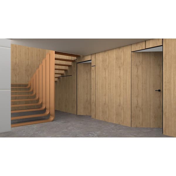 30 in. x 80 in. Unassembled Left-Hand/Inswing Solid Core Split Wood Flush Mount Hidden Door with Black Hinge Finish