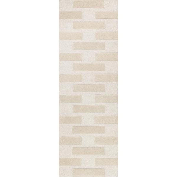 Remy Crosshatch Wool Beige 3 ft. x 8 ft. Indoor/Outdoor Patio Runner Rug