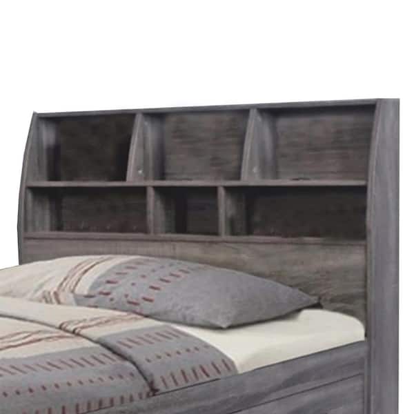 Benzara Contemporary Style Gray Twin Size Bookcase Headboard