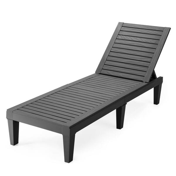Black Patio Plastic Outdoor Chaise Lounge Chair Recliner With Adjustable Backrest Gym07118 The Home Depot Black Patio Plastic Outdoor Chaise, Chaise Lounge Chairs Outdoor Plastic