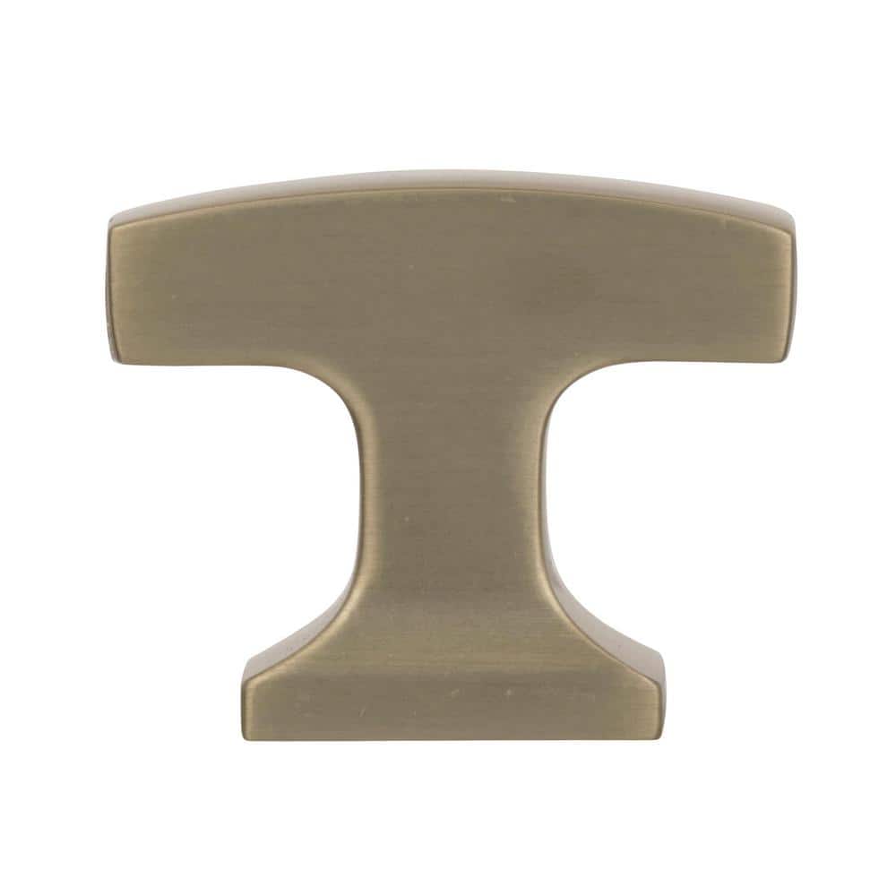 Golden Champagne Modern T-Handle Cabinet Knob with Mounting Hardware