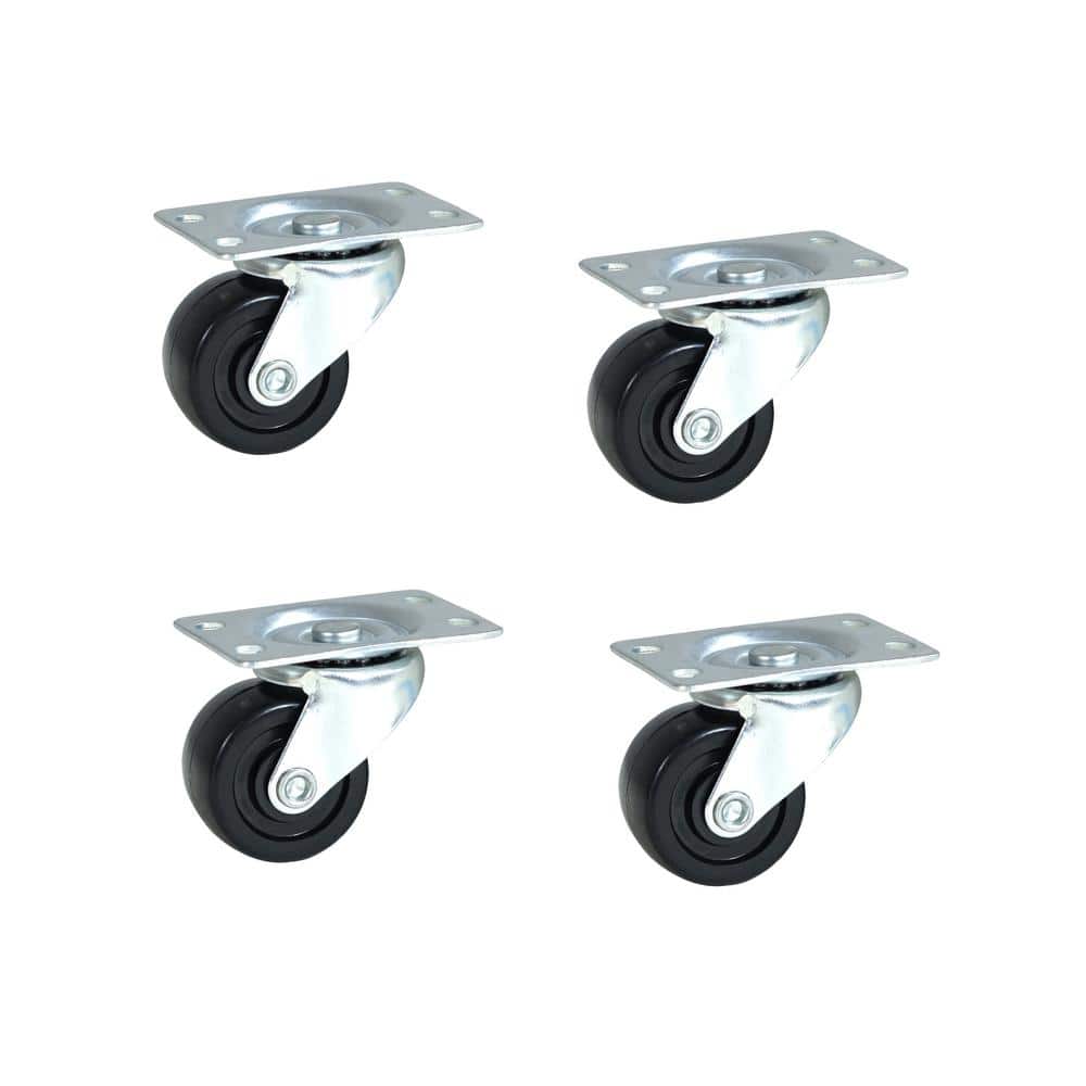 8 Pack 1" Low Profile Swivel Plate Brown Rubber Caster Wheels 