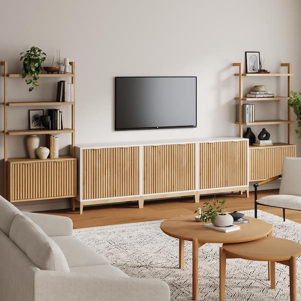 Nathan James Jasper Warm White TV Stand Entertainment Center
