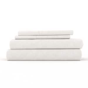 4-Piece Natural Solid Linen & Rayon from Bamboo Blend Twin Deep Pocket Bed Sheet Set