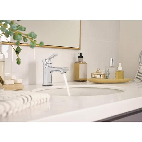 Flute Single-Handle Single-Hole Bathroom Faucet with Deckplate Included in Chrome