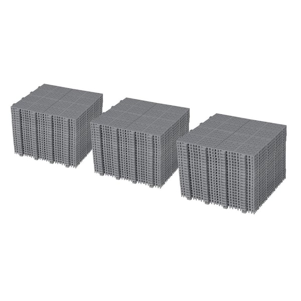 Misopily 12 x 12 in. Gray Interlocking Deck Tiles Plastic Waterproof Outdoor All-Weather Anti-Slip in Rosette Pattern (60-Pack)