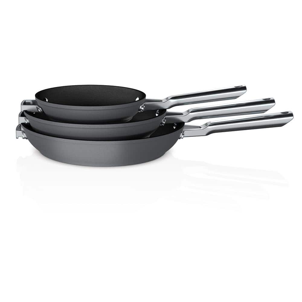 RATWIA Frying Pan 3-Piece Set, Nonstick Skillet Set for Induction Cooktop,  Frying Pan Nonstick 8 Inch+9.5 Inch +11 Inch (Black)