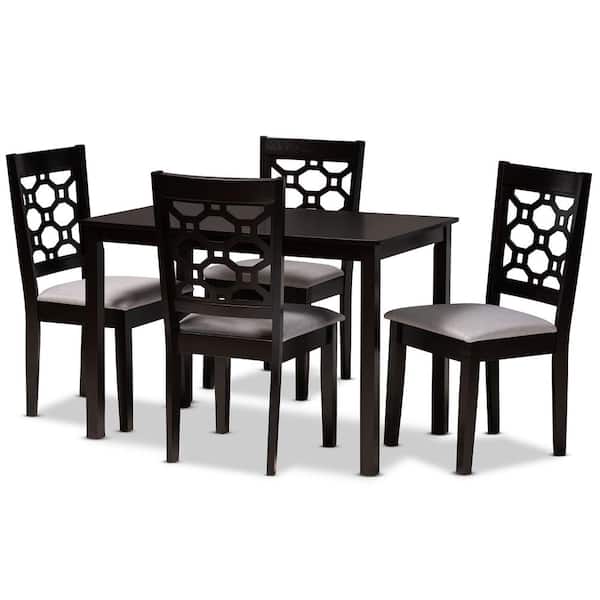 Baxton Studio Henry 5-Piece Grey and Dark Brown Dining Set