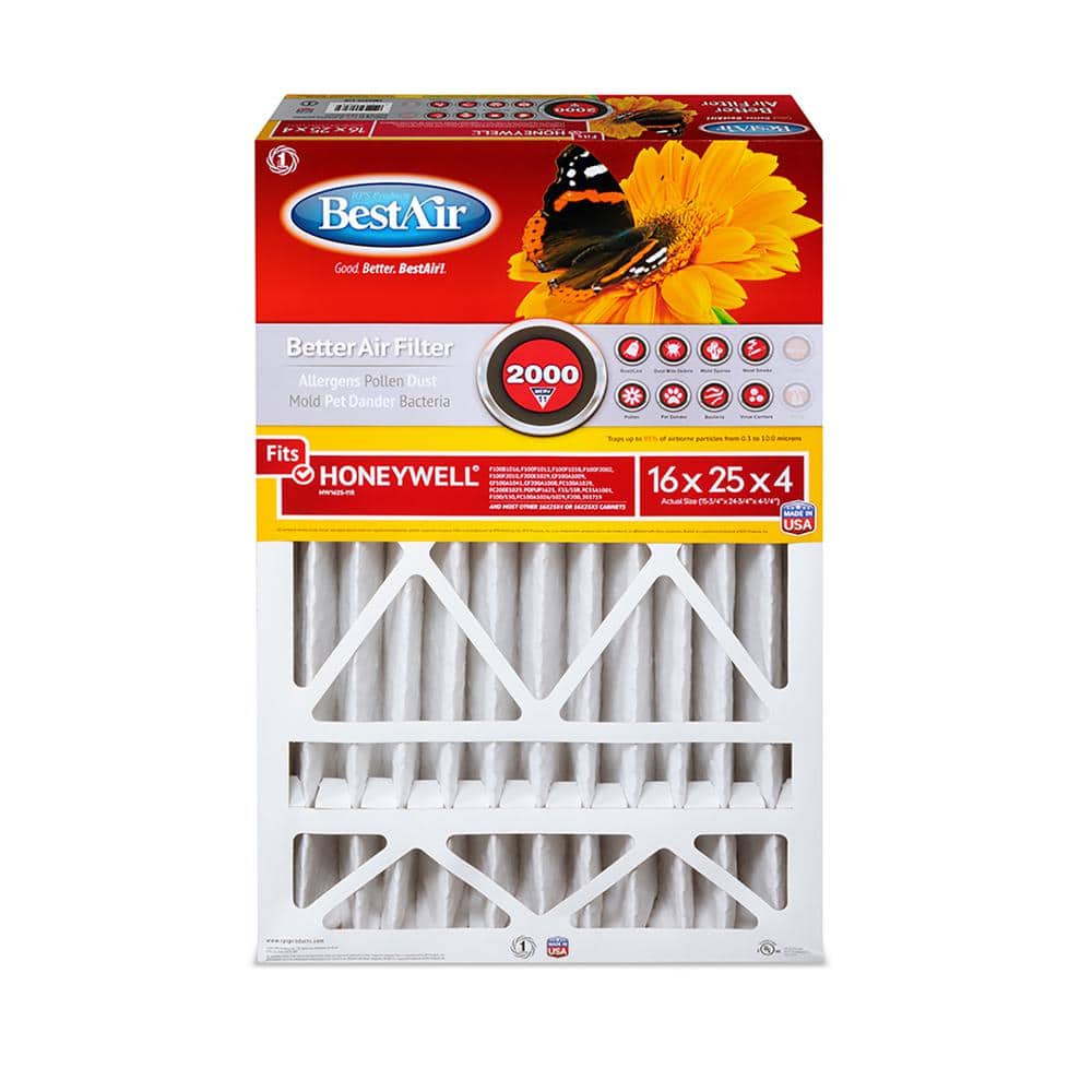 BestAir HW1625-11R Honeywell 16x25x4 Series 2000 MERV 11 Furnace Filter