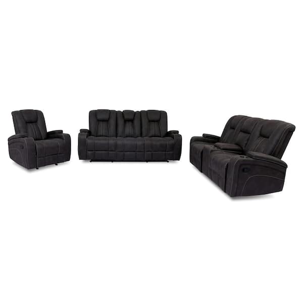 Furniture of America Stocklin 3-Piece Dark Gray Sofa Set