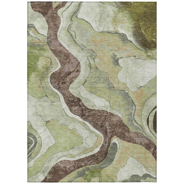Chantille Machine Washable Indoor/Outdoor Abstract ACN2219 Aloe 8 ft. x 10 ft. Area Rug