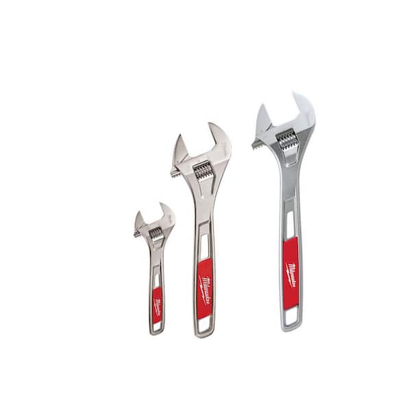 Milwaukee 6 in., 10 in., and 12 in. Adjustable Wrench Set (3-Piece)