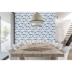 Navy Blue Lifeline Abstract Peel and Stick Wallpaper 30.75 sq. ft.