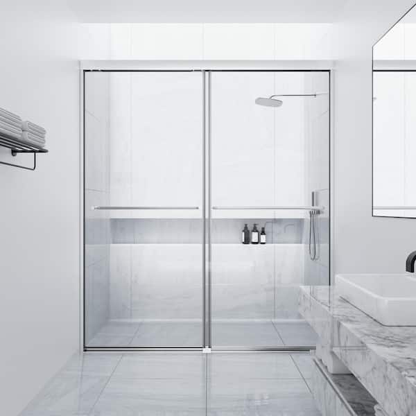 NANAWO 56 in. W to 60 in. W x 70 in. H Framed Bypass Sliding Shower Door with 1/4 in. Tempered Glass and Chrome Finish
