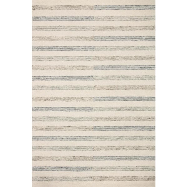 Chris Loves Julia Chris Ivory/Slate 2 ft. 3 in. x 3 ft. 9 in. Modern Hand Tufted Wool Area Rug