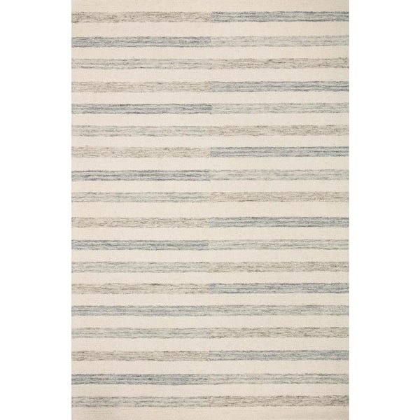 Loloi Chris Loves Julia Chris Collection Ivory/Slate 7 ft. 9 in. x 9 ft. 9 in. Modern Hand Tufted Wool Area Rug