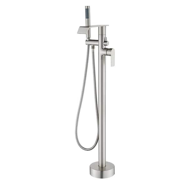 42 in. H x 6 in. W Single-Handle Claw Foot Tub Faucet with Hand Shower in Brushed Nickel