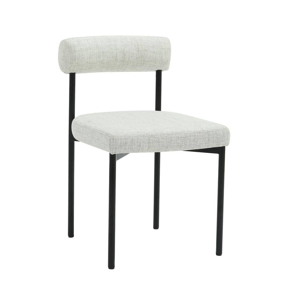 Set of 4 Gray Upholstered Metal Dining Chairs
