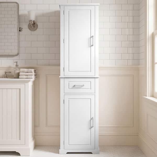 20 in. W x 16 in. D x 72 in. H White Freestanding Linen Cabinet