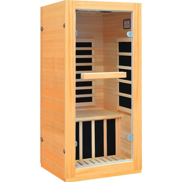 Hemlock 1-Person Far Infrared Sauna with 5 Heating Panels Key Control Bluetooth Audio and LED Lighting