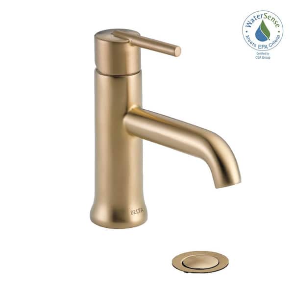Delta Trinsic Champagne Bronze 1-Handle Single Hole WaterSense Bathroom Sink Faucet with Drain Delta Trinsic Champagne Bronze 1-Handle Single Hole WaterSense Bathroom Sink Faucet with Drain