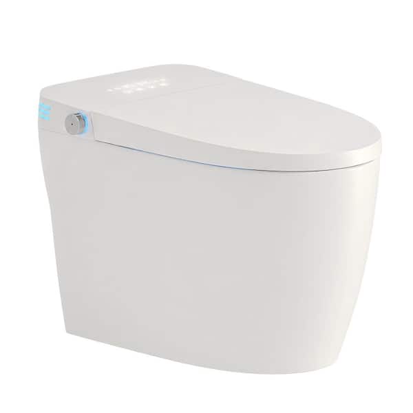 TOOLKISS One Piece Smart Elongated Bidet Toilet White 1.28 GPF Auto ...